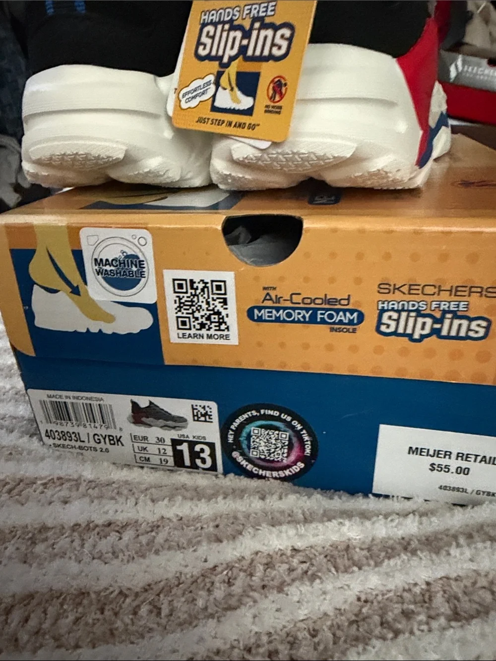 Skechers Gray & Blue Slip-On Athletic Shoes